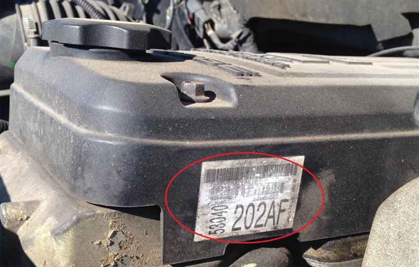 Valve cover reference number location